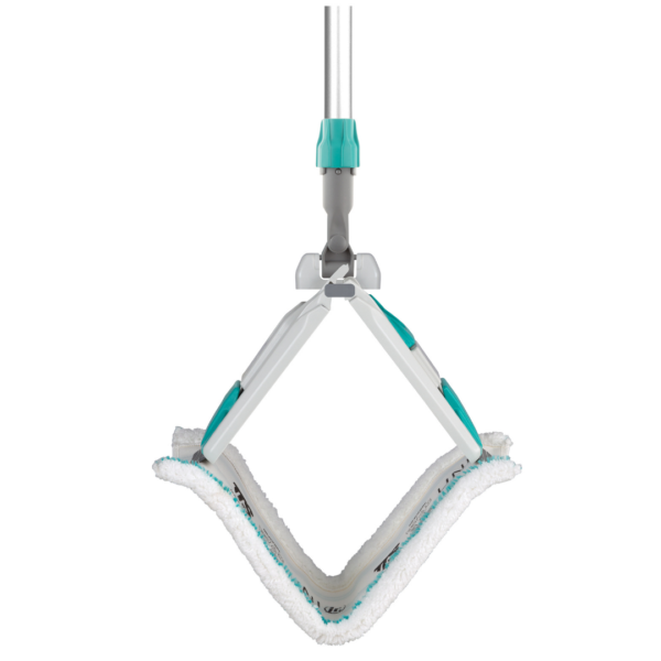 Kit com armação Uni Jr, mop Soft Band (35cm) e balde (14L) com espremedor. Versátil, ergonômico, eficiente, leve e funcional.