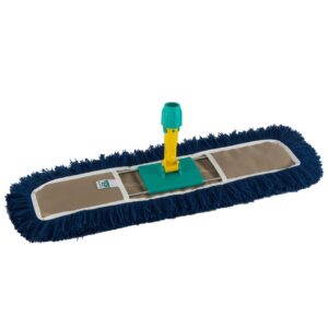 Refil de mop pó em fio acrílico com base plástica e articulação com encaixe rosca, utilizado para limpeza a seco.